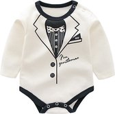 Baby Kleding Jongens - Baby Cadeau - Kraamcadeau - Romper - Babyshower Cadeau 1/delig - Gentleman Romper Wit - 3-6 Maanden
