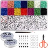Fako Bijoux® - DIY Kralen Set DLX - Letterkralen & Glaskralen - Glas Zaad Kralen - Glaszaad - Glaskralen - Sieraden Maken - Hobby - Kralenset - Kralendoos - 3mm - 5000 Stuks