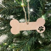 Houten Kersthanger Hondenbot 10 stuks - Kerst - Kerstbal - Hout - Kerstboom - Houten Decoratie - Kerstmis - Hond - Hondenbot - Pootafdruk -  Kerstdecoratie - Kerst ornament - Versi