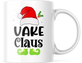 Kerst Mok met tekst: Vake Claus | Kerst Decoratie | Kerst Versiering | Grappige Cadeaus | Koffiemok | Koffiebeker | Theemok | Theebeker