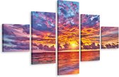 Schilderij - Kleurrijke zonsondergang, Oceaan, 5 luik, Premium print