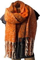 Lange Warme Dames Sjaal - Omslagdoek - Extra Dikke Kwaliteit - Gemêleerd - Oranje - 190 x 55 cm