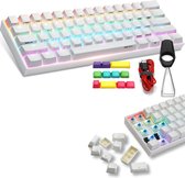 Mechanisch Gaming Toetsenbord - 60% lay out - 61 toetsen Bluetooth 5.1 draadloos / bekabeld mechanisch RGB-toetsenbord met achtergrondverlichting -Wit - Gateron optische Blauwe sch