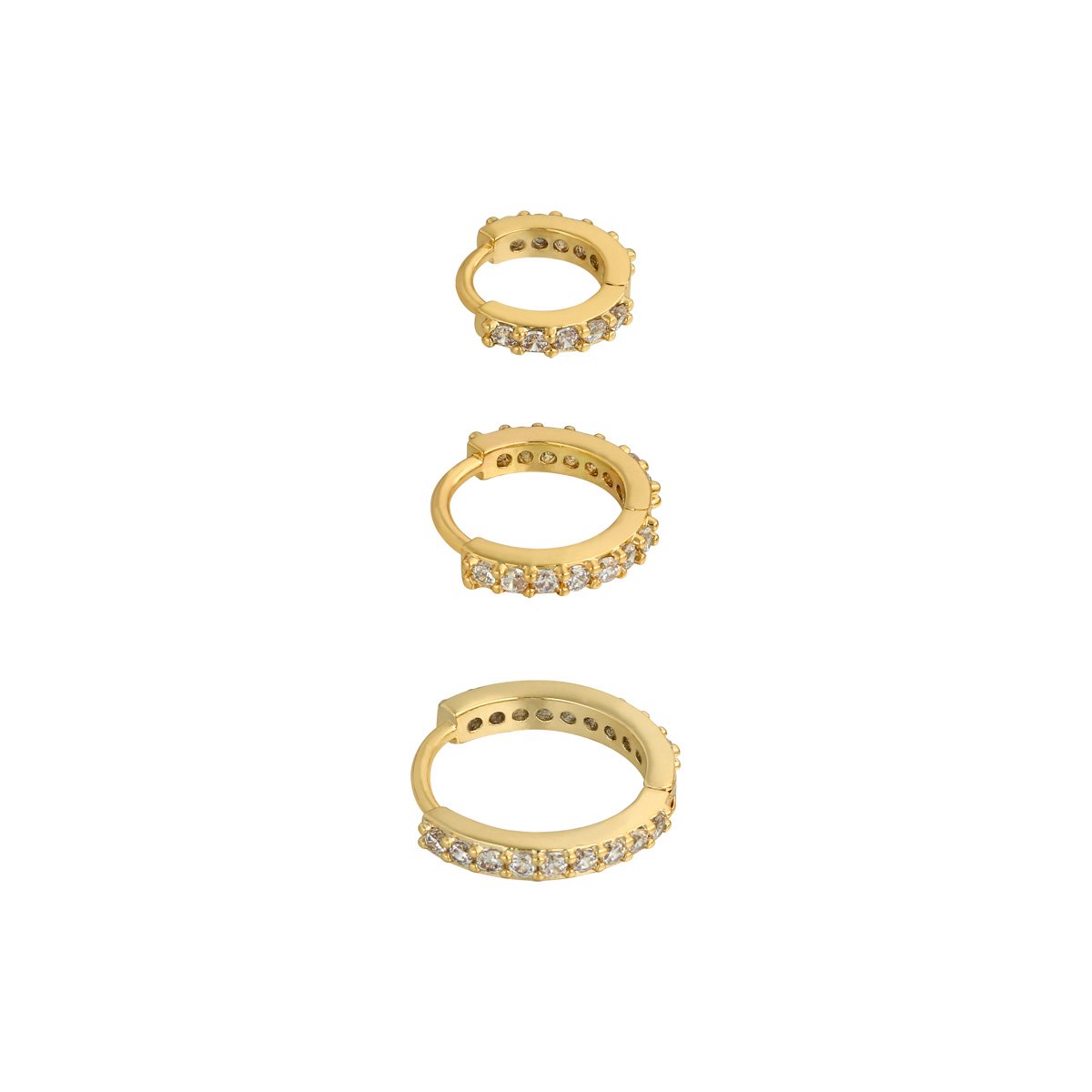 Earrings set sparkling gold