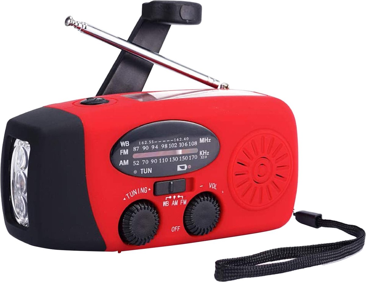 Rode Noodradio - Noodradio Opwindbaar - Noodpakket - Noodrantsoen - Dynamo Radio