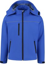 Softshell basic met capuchon korenblauw maat S