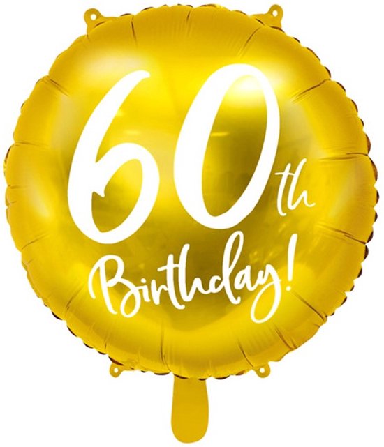 Folieballon 60 jaar goud verjaardag - 60th birthday - jubileum - 45cm.
