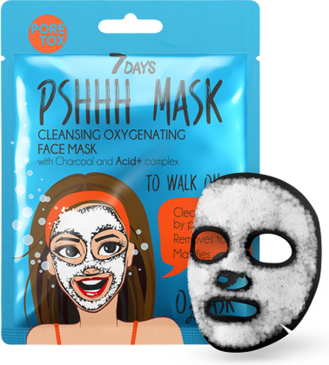 7 DAYS PSHHH Cleansing Oxygenating Face Mask met houtskool en acid+ complex