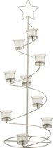 J-Line Theelichthouder Boom Spiraal Metaal/Glas Zilver Large
