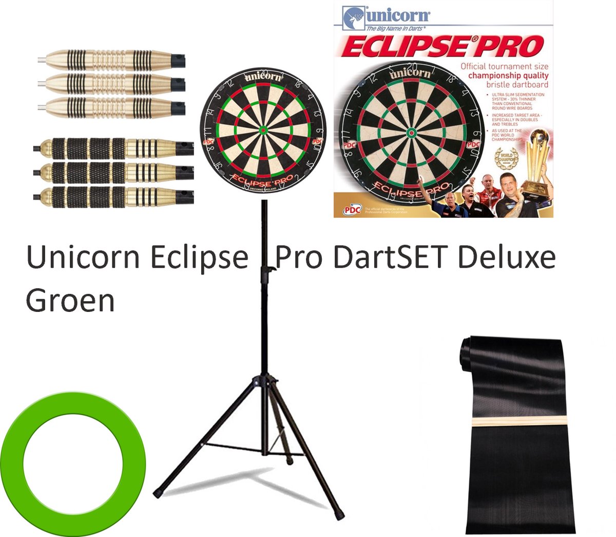 Unicorn Eclipse pro dartSET Deluxe incl Dartstandaard & 6 darts + Surround Ring + Rubberen Ochemat