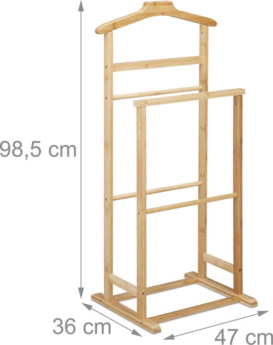 dressboy bamboe - 98,5 x 47 x 36 cm - voor dames en heren - slaapkamer
