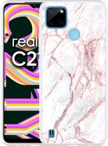 Realme C21Y Hoesje White Pink Marble - Designed by Cazy