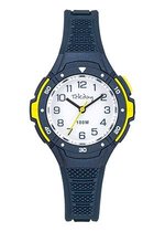 Tekday-Analoog-Kinderhorloge-Silicone band-Achtergrond verlichting-Donkerbauw/Groen-Waterdicht