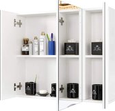Tround® Kast Spiegel Badkamer – Badkamerspiegel – Badkamerkast – 3 Deuren – 4 Compartimenten Modern