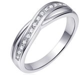 Schitterende Zilveren Dubbele Rand Ring Swarovski ® Zirkonia  20,50 mm. (maat 64) model 146