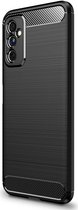 Geborsteld TPU Hoesje Geschikt voor Samsung Galaxy M52 | Beschermhoes | Back Cover | Flexibel TPU | Stijlvol Carbon | Dun | Zwart