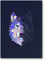 Abstracte Wolf - 50x70 Poster Staand - Minimalist - Dieren