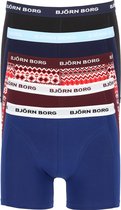 Björn Borg boxershorts Essential  (5-pack) - heren boxers normale lengte - zwart - blauw - rode print - blauw en bordeaux rood -  Maat: XL