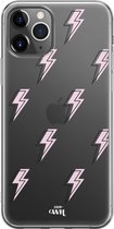 Thunder Pink - iPhone Transparant Case - Transparant hoesje geschikt voor de iPhone 12 Pro hoesje - Doorzichtig hoesje geschikt voor iPhone 12 Pro case - Shockproof hoesje Thunder