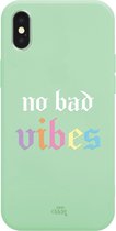 iPhone X/XS - No Bad Vibes Green - iPhone Rainbow Quotes Case
