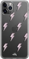 Thunder Pink - iPhone Transparant Case - Transparant hoesje geschikt voor de iPhone 11 Pro Max hoesje - Doorzichtig hoesje geschikt voor iPhone 11 Pro Max case - Shockproof hoesje