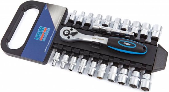 Cliquet hbm 1/4 PROFI avec 20 douilles et rallonge