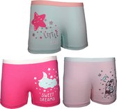 VANILLA – Meisjesondergoed, meisjes boxershorts – 3 pack - Egyptisch katoen – Roze/Blauw – 6/7 jaar – SH4570