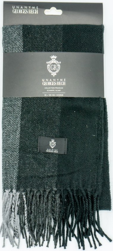 middag munt wastafel Sjaal - Heren sjaal - Georges Rech - sjaal zwart/grijs gestreept - heren  sjaal - warme... | bol.com