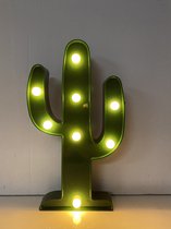 LED Cactus lamp met 8 led lampjes - Groen - 25 x 14.5 x 2.5 cm - warm wit licht - Staand of wandmodel - IMPULS