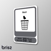 Brisz Rest A4 afvalsticker met afbeelding - Scan de QR code en je weet alles over deze afvalstroom - Kliko sticker - Restafval - A4 - Container sticker - Recycle sticker - Pictogrammen - Kliko - afval sticker  Recycle stickers - Restafval - A4