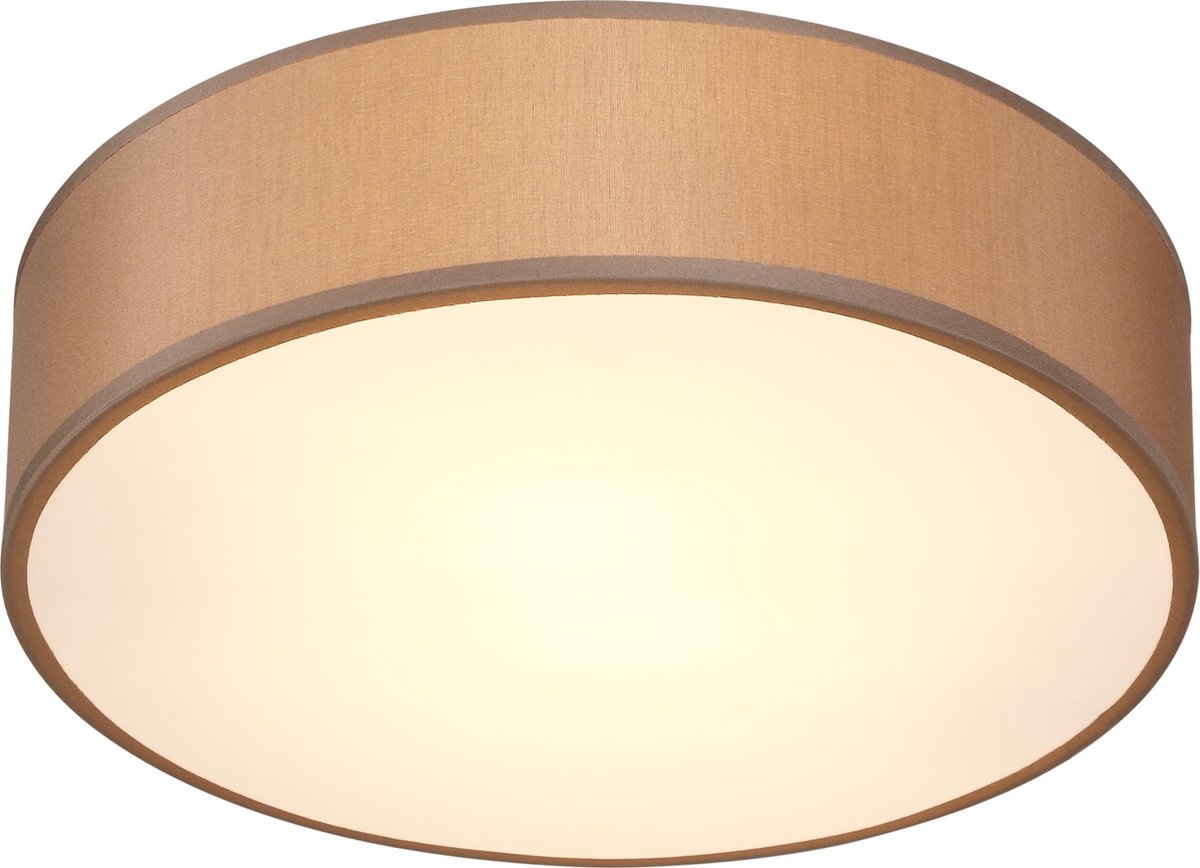 Lampadario Stoffa Grigia Luce Antiabbagliante Lampadario Monzana Rotondo - 38cm, 2 Luci E27, 40W, Stoffa Grigia, Per Soggiorno Lampada Stoffa Grigia Anti Abbagliante