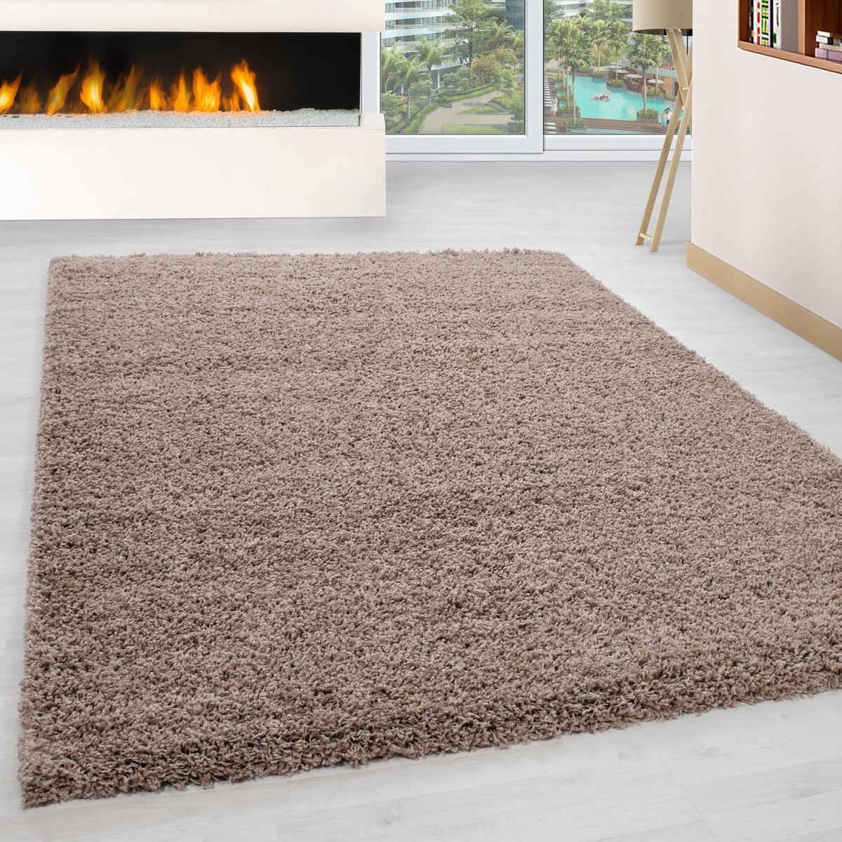 Beige Tapijt Hoogpolig Vloerkleed - 60x110cm- Modern - Woonkamer - Salon - Slaapkamer - Eetkamer