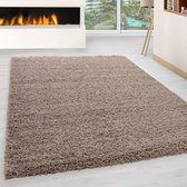 Beige Tapijt Hoogpolig Vloerkleed - 60x110cm- Modern - Woonkamer - Salon - Slaapkamer - Eetkamer