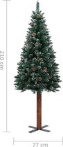 Huis en Tuin Depot Kerstboom Met Led'S En Hout En Witte Sneeuw Smal 210 Cm Groen