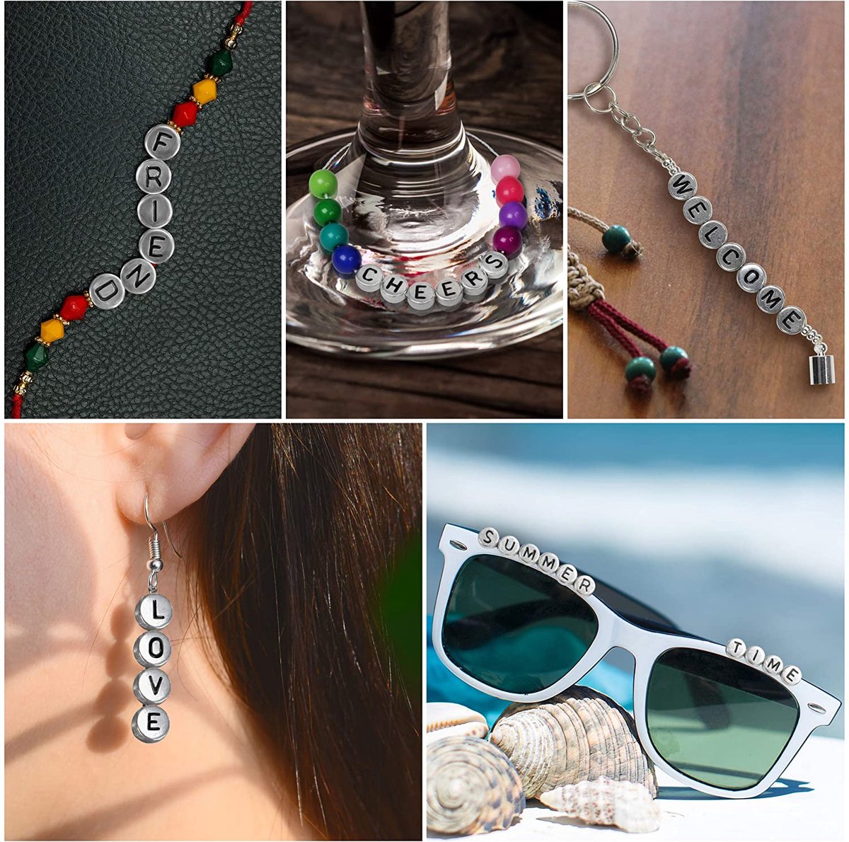 Behave Letterkralen Set - Zilver met Zwarte Letters - Acryl - Kralen - Alfabet Kralen - 7mm - 624 Stuks — afbeelding 3