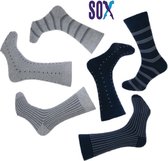 CRAZY SOX 6 PACK Multipack Heren Marine/M. grijs Classic 40/46 in katoen en zonder teennaad