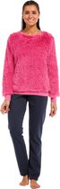 Rebelle Fluffy Vrouwen Loungewearset - Dark Pink - Maat 38