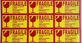 108x Fragile / Breekbaar stickers - Verhuisstickers - Grote, opvallende sticker - afmeting per sticker: 90x50mm