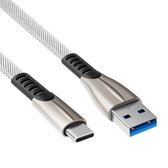 USB C kabel - 5A - USB A naar C - Fast Charging - Nylon mantel - Wit - 1 meter - Allteq