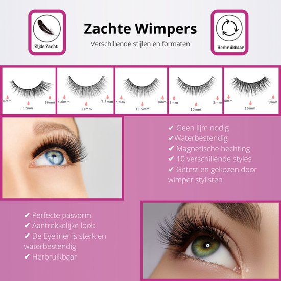 REVIR Magnetische Wimpers - Nepwimpers - Wimperset Met Eyeliner En Pincet