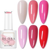 De Sera Gellak 6-delige Set - Gel Nagellak - Pink Edition - Gellac - 10ML - Roze