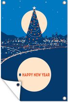 Tuindecoratie Spreuken - Quotes - Happy New Year - Kerst - 40x60 cm - Tuinposter - Tuindoek - Buitenposter