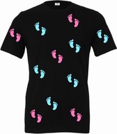 Shirt met blauwe en roze baby voetjes voor bekendmaking wordt het een jongen of een meisje-gender reveal party-bekendmaking shirt voor een baby jongen en meisje-Maat L