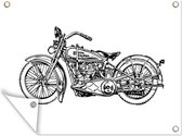 Tuin decoratie Illustratie van ouderwetse motor - 40x30 cm - Tuindoek - Buitenposter