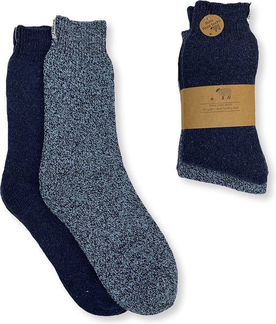 4 paar BORU Wollen Sokken Blauw - Maat 39-42