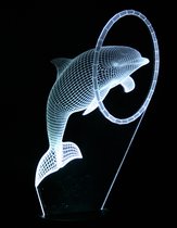 Nachtlamp 'Merry Christmas' & 'Dolfijn' - LED lamp - 3D Illusion - 7 kleuren en 4 effecten