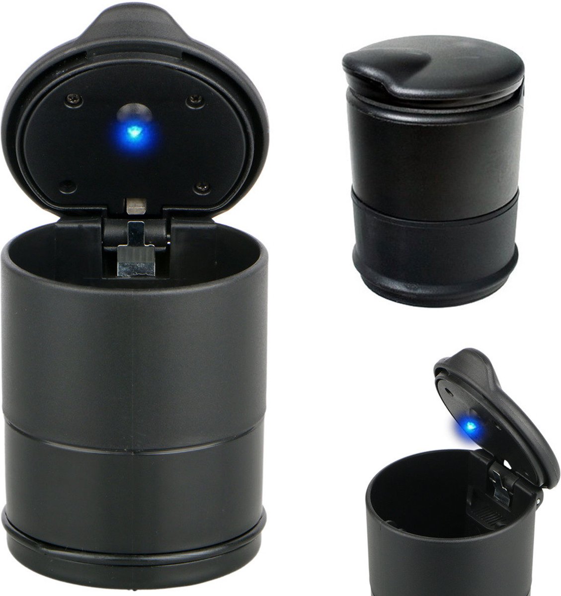 Cendrier de Voiture Mini Poubelle de Voiture Universel avec Couvercle LED