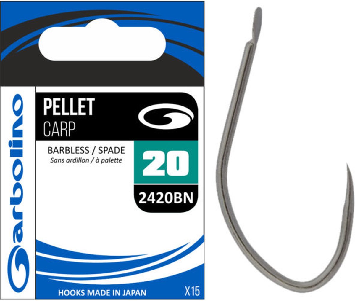 Garbolino Pellet Carp Barbless-Spade 2420BN (15 pcs) - Maat : 16