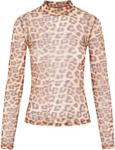 Pieces T-shirt Pcalva Ls Mesh Top D2d 17122447 Black/ Leopard Dames Maat - S