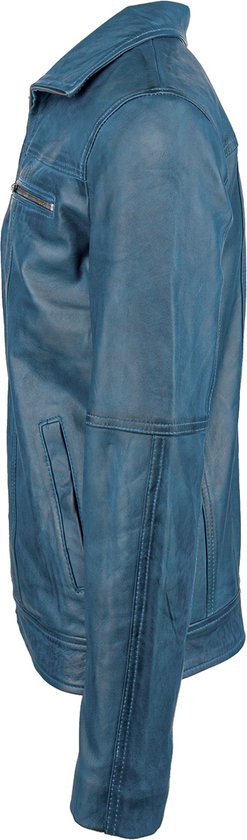 Urban 5884® - Calvin - Homme - Veste en cuir d'agneau - Veste décontractée - Blauw - Taille 5XL